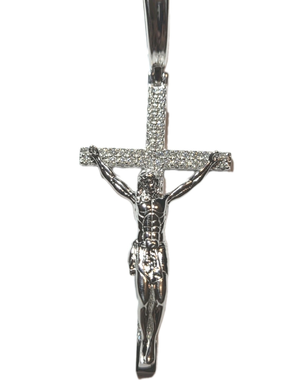 Iced Out 3D Jesus On Cross Moissanite Pendant - Real 925 Silver 2" NEW - Picture 3 of 13